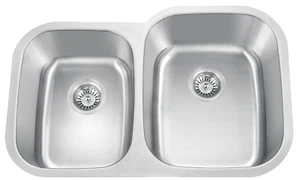 31.75" Stainless Steel Double Bowl 40/60 Undermount Kitchen Sink 18 Gauge - Picture 1 of 2