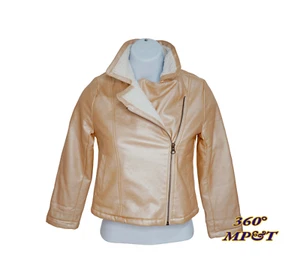 The Children Place Girl's Pink Jacket Coat Faux Leather Zip-up Size M 7/6 - Picture 1 of 4