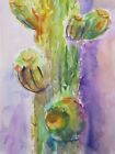 Cactus Colorful Desert Landscape 15X11 Watercolor Painting Art Delilah
