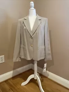Travis Ayers Women's Career Jacket Pique-Band Collar Blazer Beige Size 16 - Picture 1 of 11