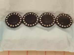 12 vintage Czech glass rhinestone buttons matte black shank 456 7/8" 23mm clear - Picture 1 of 6