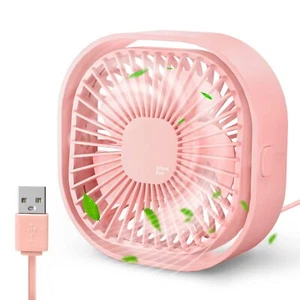 Small Usb Desk Fan 4 Inch Quiet Mini Table Fan 3 Speeds Portable Desktop Fan 360 - Picture 1 of 7