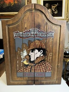 Vintage Sherlock Holmes Charing Cross Wooden Wall Hanging Pipe Cabinet Rack Case - Picture 1 of 7