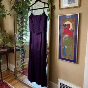 Jessica McClintock Gunne Sax 1990s Silk Purple Corset Evening Gown Whimsigoth 7 - Picture 1 of 5