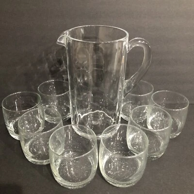 Jarra de vidrio jarra Juego de 9 vasos blanco imagen transparente Foto 1 de 4