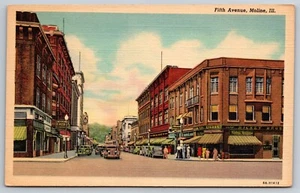 Postcard Fifth Avenue Moline Illinois B1 - Picture 1 of 2