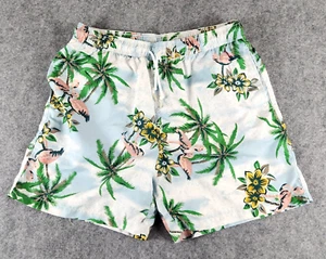 Trader Bay Men's Swim Trunks Size Large Palm Trees Tropical Flamingo Drawstring - Picture 1 of 9