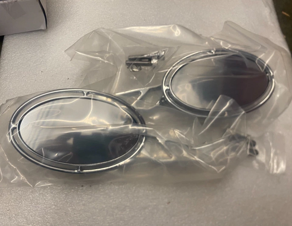 Emgo 20-95200 Blue Tint Convex Oval Mirror Pair for Harley Davidson NOS - Image 1 of 4