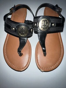 Tommy Hilfiger Thong Flat Sandals Women’s Twshania-T 8.5 Medium Black - Picture 1 of 12