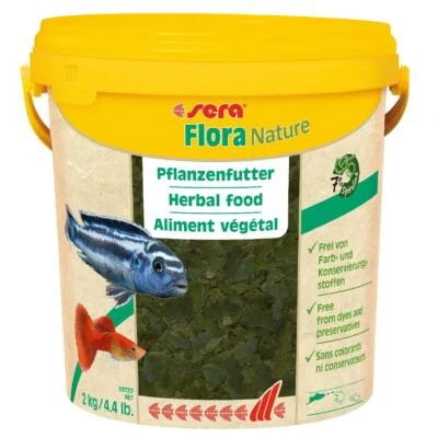 10 Liter / 2 kg Eimer Fischfutter sera Flora Nature Pflanzliches Flockenfutter  - Bild 1 von 2