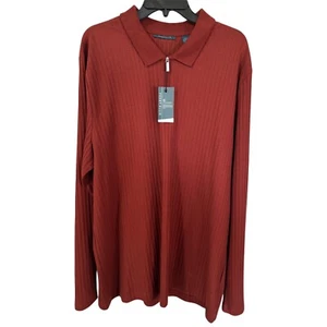 Perry Ellis Quarter Zip Ribbed Polo Herren Größe XXL Big and Tall Rum Farbe - Bild 1 von 5