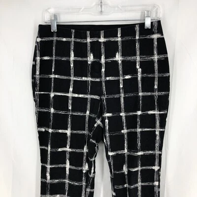 Alfani Black White Windowpane Plaid Tapered Stretch Pants 8P (28x26) - Image 1 of 4