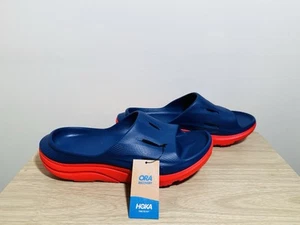 Hoka Ora Recovery Slide 3 sandals bellwether blue red alert NWOB size 7L 5M - Picture 1 of 6