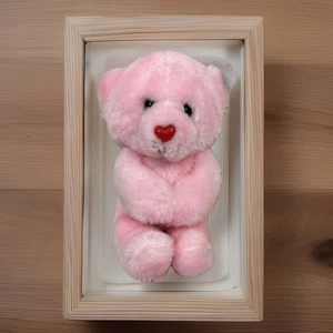 PINK Teddy BEAR 1987 Dan Dee Imports Red Heart Nose Plush Stuffed Animal Sitting - Picture 1 of 9