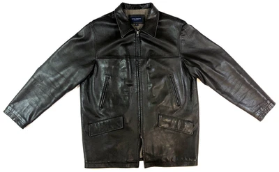 Daniel Cremieux Collection Men's Large Lambskin Dark Brown Zip-Up Bomber Jacket - Image 1 of 4