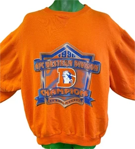 NFL Denver Broncos Vintage 1996 AFC West Champions Orange Sweatshirt Men's X-Lar - Picture 1 of 6