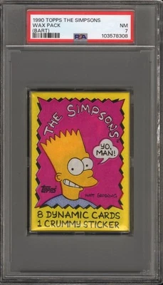 1990 Topps The Simpsons Bart Factory Sealed Wax Pack PSA 7 NM TV Show - Image 1 of 2