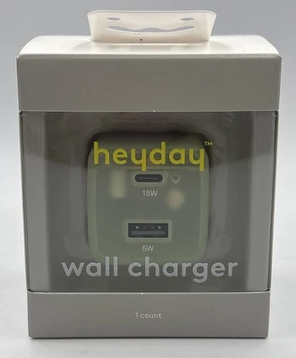 Cargador de Pared Heyday Doble Puerto 15w/5W USB-A y USB-C - Verde. Nuevo Foto 1 de 4