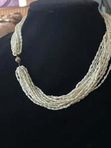 12 Strang Keishi Reis Perlen Halskette 14k Gold Runde Zunge In Box Verschluss - Bild 1 von 5