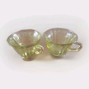 MADRID DEPRESSION GLASS SUGAR BOWL &  CREAMER SET FEDERAL GLASS - Picture 1 of 3