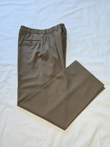 POLO RALPH LAUREN uomo taglia 33x31 lana marrone plissettato abito pantaloni - Foto 1 di 6