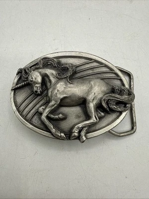 Siskiyou Buckle Co 1984 Pewter Unicorn Belt Buckle Vintage - Image 1 of 4