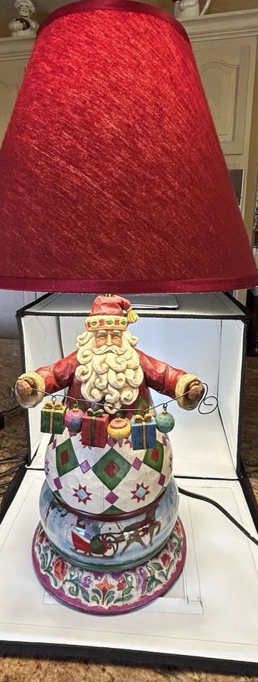 JIM SHORE Heartwood Creek 26" SANTA CLAUS TABLE LAMP ORIGINAL SHADE & FINIAL - Image 1 of 4