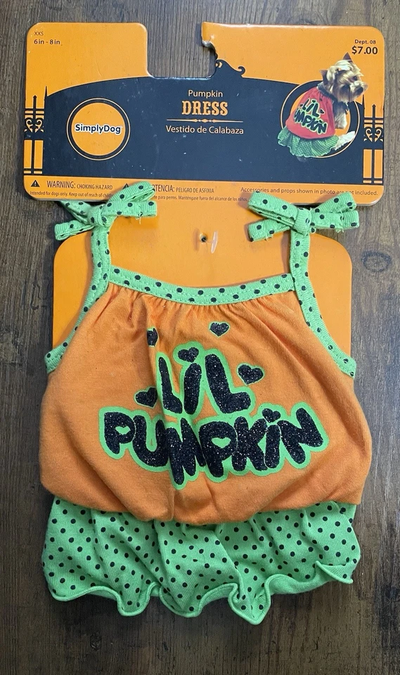 Vestido de calabaza Simply Dog de 6-8 pulgadas Foto 1 de 1