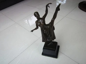 BRONZE ART DECO FIGUR 20ER JAHRE TÄNZERIN SKULPTUR STATUE EROTIK DAME FIGUR RENE - Bild 1 von 11