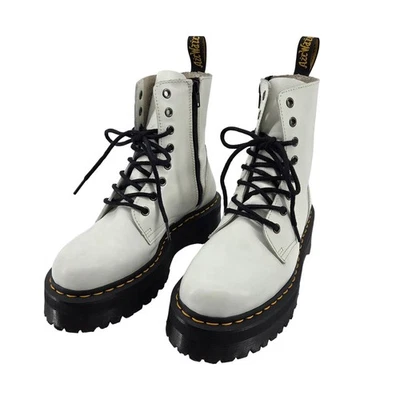 Botas de plataforma Dr Martens Jadon de cuero blanco para hombre 6 mujeres 7 moto de combate Foto 1 de 4