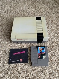 Original Nintendo NES Console w/ Excitebike Game & Booklet ONLY!! Works - READ!!