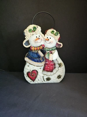 Linterna portavelas votiva muñecos de nieve de metal para interiores del hogar Foto 1 de 4