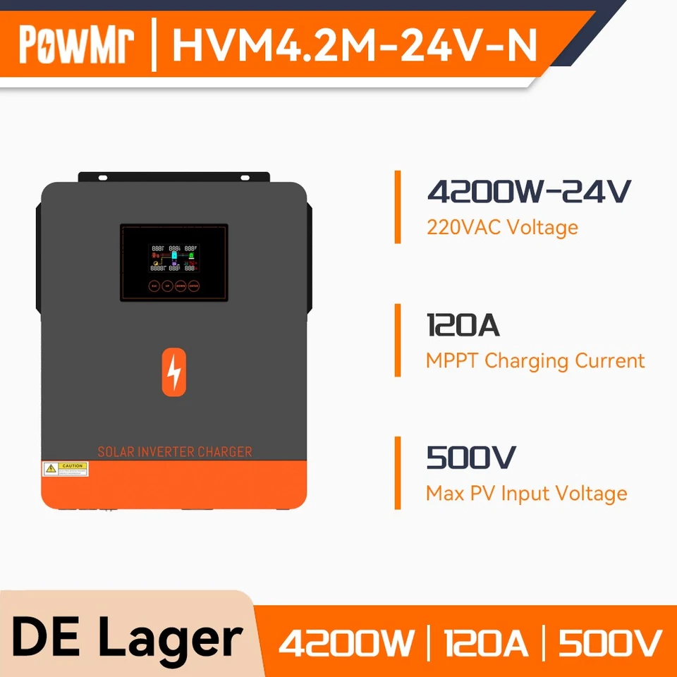 PowMr 4200W 24V Inverter Solare Inverter Sinusoidale Puro + MPPT 80A 90-500VDC