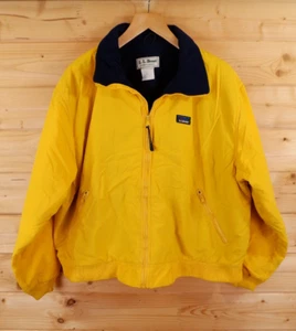 Vintage Men's L.L. Bean Warm Up Fleece Lined Bomber Jacket XL Short Yellow - Picture 1 of 6