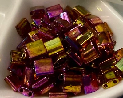 Miyuki Tila 5mmx 5mmx 1.9mm 2-Hole Beads #301  Rose GOLD Luster 7.2gr - Image 1 of 2