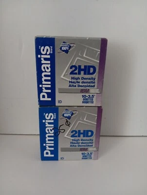 Discos disquetes Primaris 2HD 3,5" 1,44MB 2 pacote com 10 IBM formatado novo/selado - Imagem 1 de 3