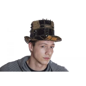 Burning Man Sequin Top Hat Costume Masquerade Accessory with Spikes [Gold] - Picture 1 of 3