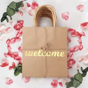 12 Pcs Wedding Welcome Paper Gift Bags With Handles Shopping Party Retail Hotel - Picture 1 of 6