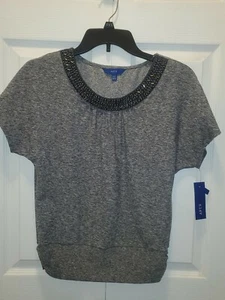 NWT Apt.9 Women's Petite Banded Hem Embellished Scoopneck Top, Size Pxs - Picture 1 of 2