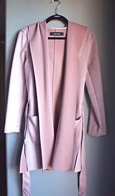 Zara пальто женщин искусственной замши траншея румяна розовый подпоясанный средней длины с капюшоном размер XS - Изображение 1 из 4