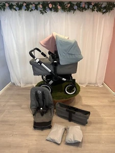 Bugaboo donkey 3 Duo-silver Frame Grey Melange Pink&Vapour- REFURBISHED - Picture 1 of 8