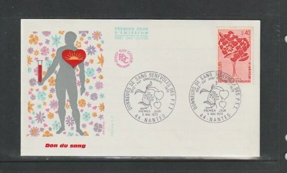 France 1972 SG1966 FDC (Nantes)-"Tree of Hearts"-Postal Workers Blood Donors Ann - Image 1 of 1