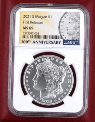 2021-S Morgan Silver Dollar NGC MS-69 100th Anniversary First Release - Image 1 of 2
