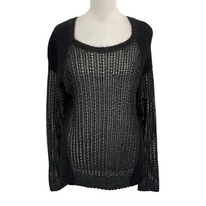 Eileen Fisher Mohair Alpaca Blend Open Knit Pullover Sweater Black size Small - Picture 1 of 8