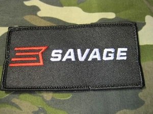 SAVAGE ARMS FIREARMS LOGO VEST PATCH 2 X 4 INCH HOOK BACK GUN EMBLEM SHARP! - Picture 1 of 17