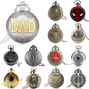 Antique Pocket Watch Mens Quartz Analog Necklace Chain Watches Steampunk Gifts - Picture 1 of 31
