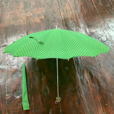 Vintage Green Diamond Grid Lucid Handle Umbrella with Matching Sleeve - Image 1 of 4