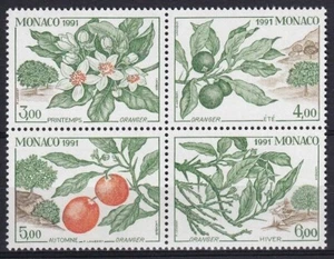 Monaco 1991 Yvert #1790/93 The 4 Seasons Orange Flora MNH-VF - Picture 1 of 1