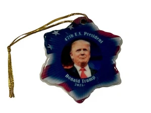 Donald Trump 47º Presidente de los Estados Unidos Porcelana Navidad Adorno Doble Cara - Imagen 1 de 1