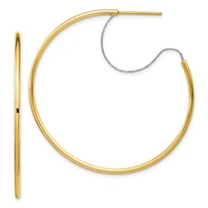 14k 14kt Two-tone Large 2x45mm Diamond Cut Wire Polished Hoop Earrings - Picture 1 of 3